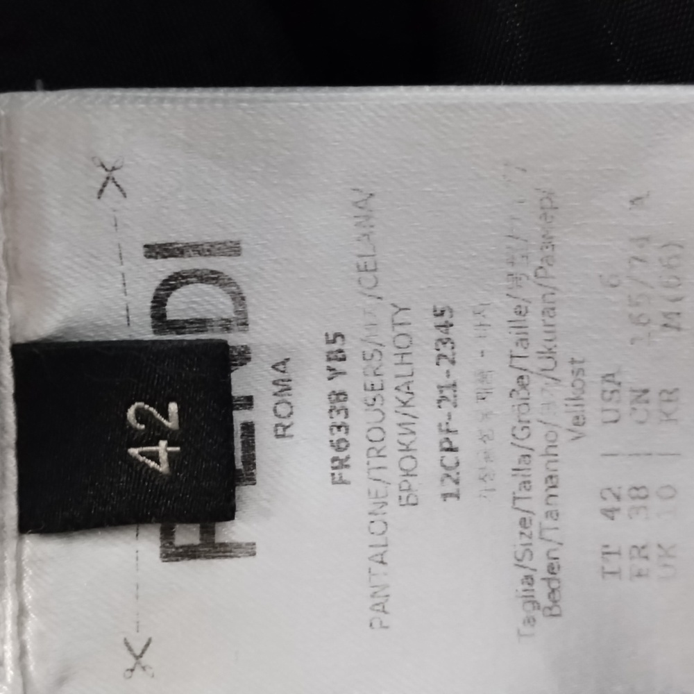 FENDI Wool Blend Slit Wide Leg Flat Front Trouser High Rise Pants - Picture 4 of 7